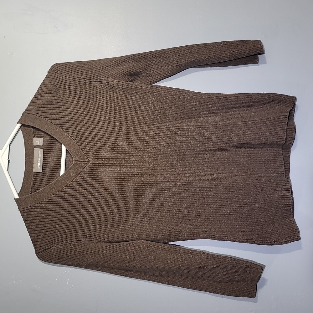 croft & barrow Brown Ribbed V-Neck Sweater